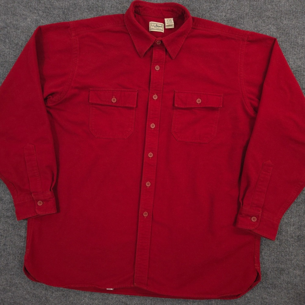 Vintage LL Bean Chamois Shirt Mens XL Red Heavyweight Flannel Made In Mexico Y2K
